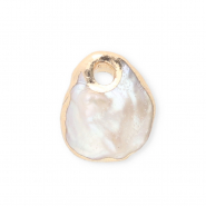 Imperfect freshwater pearls charm Natural White-Gold