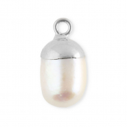 Imperfect freshwater pearls charm round Silver-Natural White