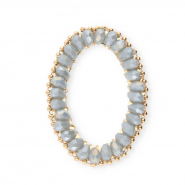 Top faceted charms oval Blue Grey AB-Gold