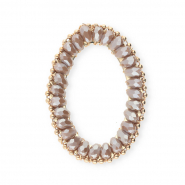 Top faceted charms oval Taupe Brown-Pearl Shine Coating-Gold