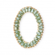 Top faceted charms oval Green-Pearl Shine Coating-Gold