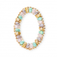 Top faceted charms oval Multicolour AB-Gold