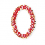 Top faceted charms oval Red AB-Gold