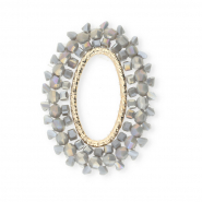 Top faceted charms oval Grey AB-Gold