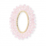 Top faceted charms oval Light Pink AB-Gold