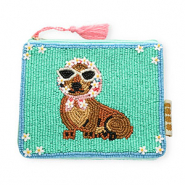 BY31® Pouch dachshund with flowers Mint Green-Brown-Light Blue-Pink-White