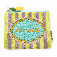 BY31® Pouch "HOT MESS" Turquoise Blue-Lime Yellow-Lilac-Orange