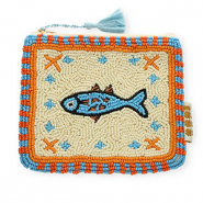 BY31® Pouch fish wit stars Light Blue-Orange-Off White-Black