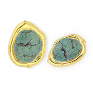 Statement Natural stone beads Howlite organic Gold-Green