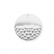 Stainless steel charms round Silver