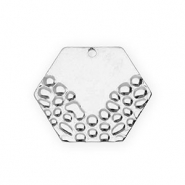 Stainless steel charms hexagon Silver