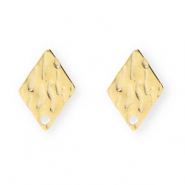 Stainless Steel findings earrings / earpins rhombus with loop Gold