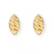 Stainless Steel findings earrings / earpins oval with loop Gold