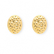 Stainless Steel findings earrings / earpins oval with loop Gold