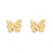 Stainless Steel findings earrings / earpins butterfly with loop Gold