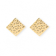 Stainless Steel findings earrings / earpins square with loop Gold