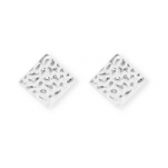 Stainless Steel findings earrings / earpins square with loop Silver