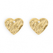 Stainless Steel findings earrings / earpins heart with loop Gold