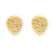 Stainless Steel findings earrings / earpins drop with loop Gold