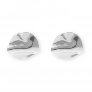 Stainless steel findings earrings / earpins irregular round with loop Silver