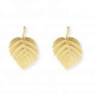 Stainless steel findings earrings / earpins leaf with loop Gold