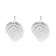Stainless steel findings earrings / earpins leaf with loop Silver