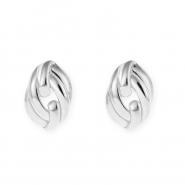 Stainless steel findings earrings / earpins oval with loop Silver