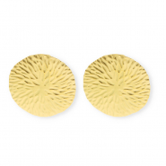 Stainless steel findings earrings / earpins round with loop Gold