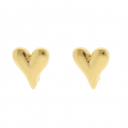 Stainless steel findings earrings / earpins heart with loop Gold