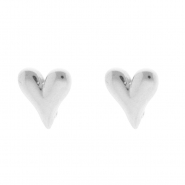 Stainless steel findings earrings / earpins heart with loop Silver