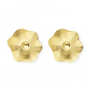 Stainless steel findings earrings / earpins flower with loop Gold