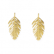 Stainless steel findings earrings / earpins leaf with loop Gold