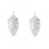 Stainless steel findings earrings / earpins leaf with loop Silver