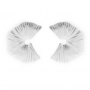 Stainless steel findings earrings / earpins C-shaped with loop Silver