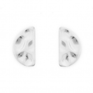 Stainless steel findings earrings / earpins semicircle with loop Silver