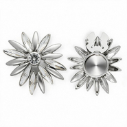 Button covers flower Silver-Crystal