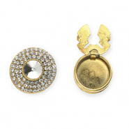 Button covers round with strass Gold-Crystal