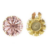 Button covers flower faceted Gold-Pink