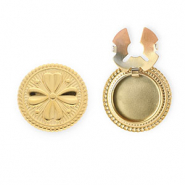 Stainless steel button covers round with clover Gold