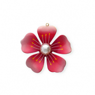Stainless steel charms flower Gold-Pink-Pearl White-Yellow