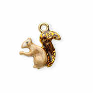 Stainless steel charms with enamel squirrel Gold-Brown