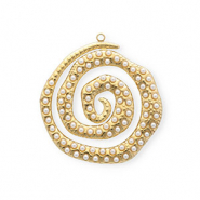 Stainless steel charms spiral with imitation pearls Gold-White