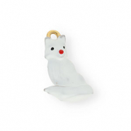 Stainless steel charms with enamel dog Gold-White-Red