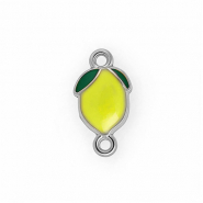 Stainless steel findings connector with enamel lemon Silver-Yellow-Green
