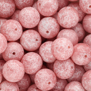 14 mm glass beads Vintage Pink-White