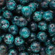 12 mm glass beads Multicolour Teal