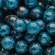 14 mm glass beads Multicolour Teal