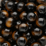 14 mm glass beads Black-Amber Yellow