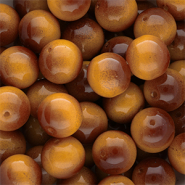 14 mm glass beads Brown-Amber Yellow