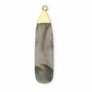Natural stone charms Labradorite drop Grey-Gold